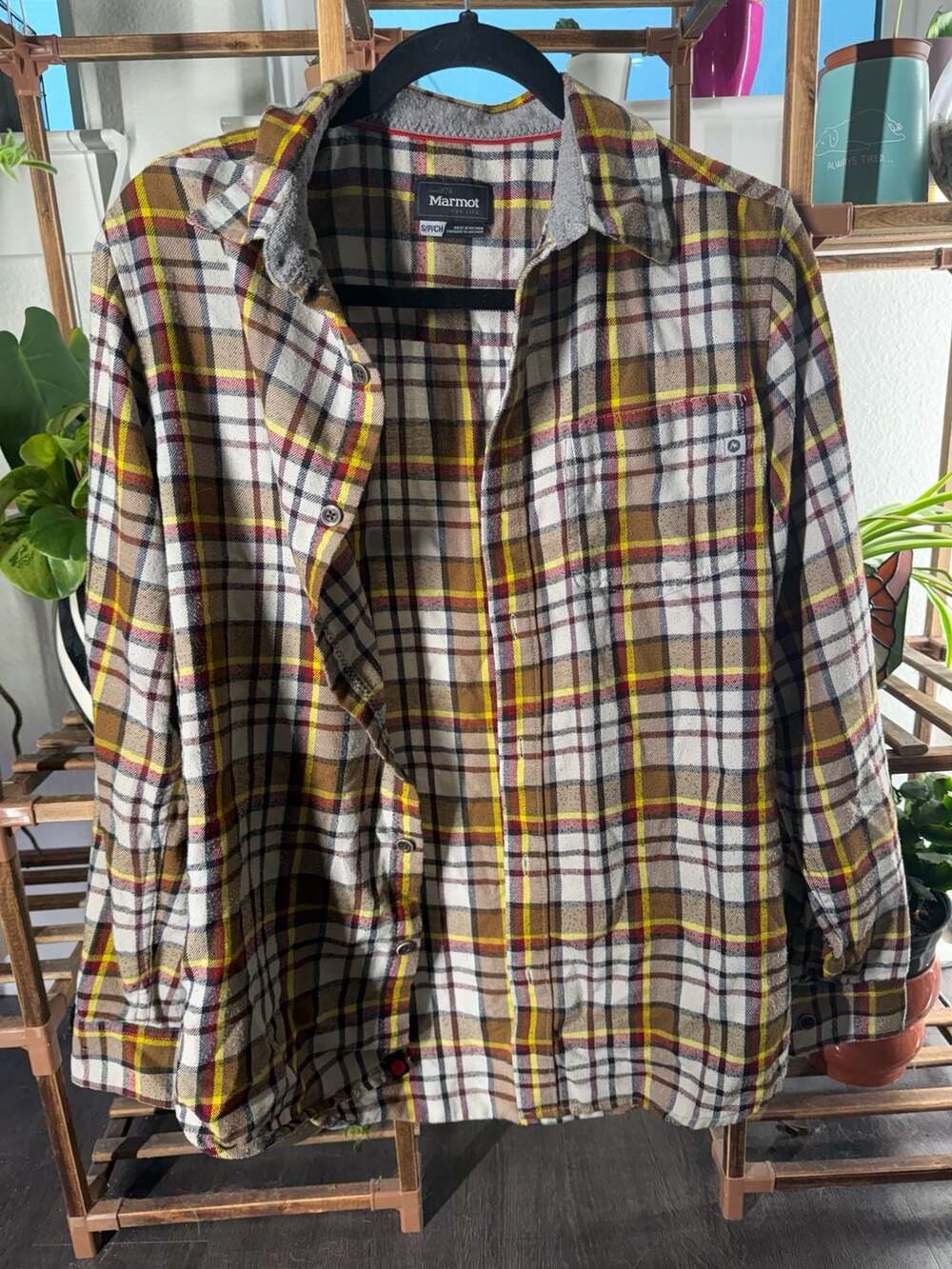 Marmot Plaid Flannel Button Down Shirt Size S Multi-Color Long Sleeve